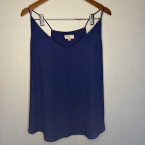Ann Taylor Loft Chiffon Camisole Top Blue Spaghetti Strap Cami Tank XL Lined